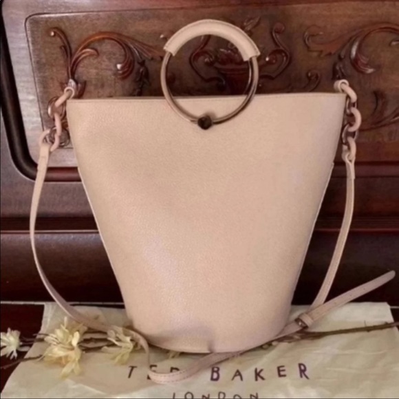 🎀NWT🎀Ted Baker Uber-Chic Snakeskin Print Leather 2-Way Bucket Bag - Picture 5 of 16